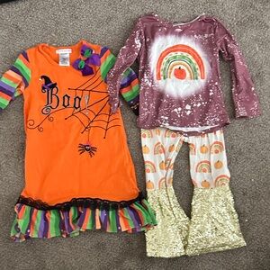 Bonnie Jean Orange and Purple Halloween Costume Set